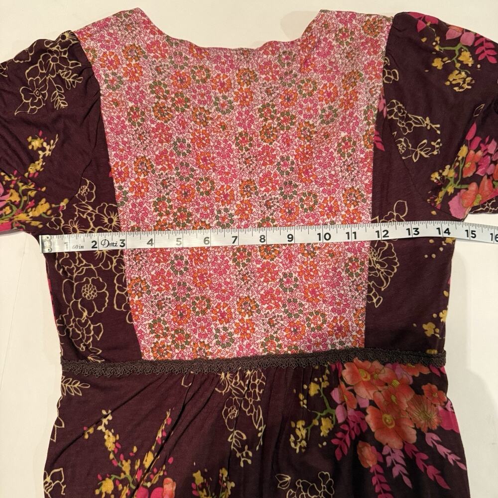 Anthropologie Ric Rac Baby Doll‎ Top Womens XS Brown Floral Lace Y2K Festival - Picture 8 of 11
